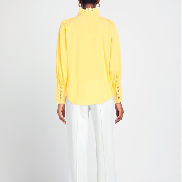NÜMPH 100% Cotton Yellow Shirt Long sleeves Mandarin collar - Picture 3 of 14